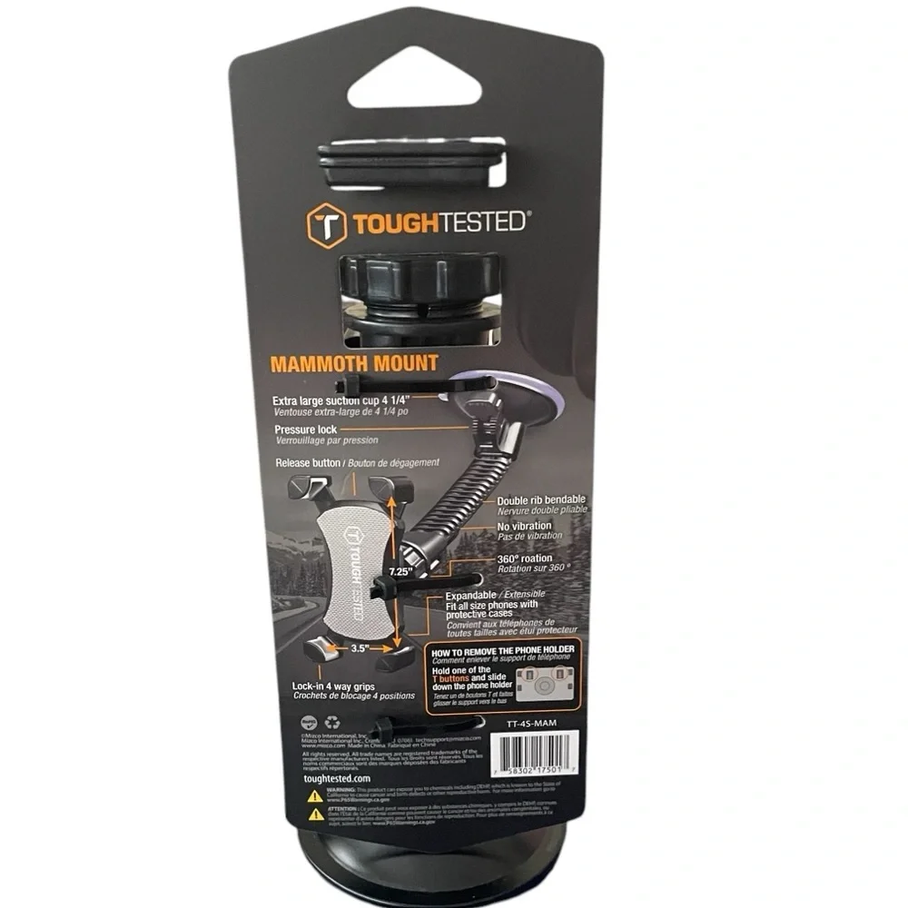 ToughTested Mammoth Mount (TT-4S-MAM) Phone Windshield Gooseneck Arm Holder NWT!